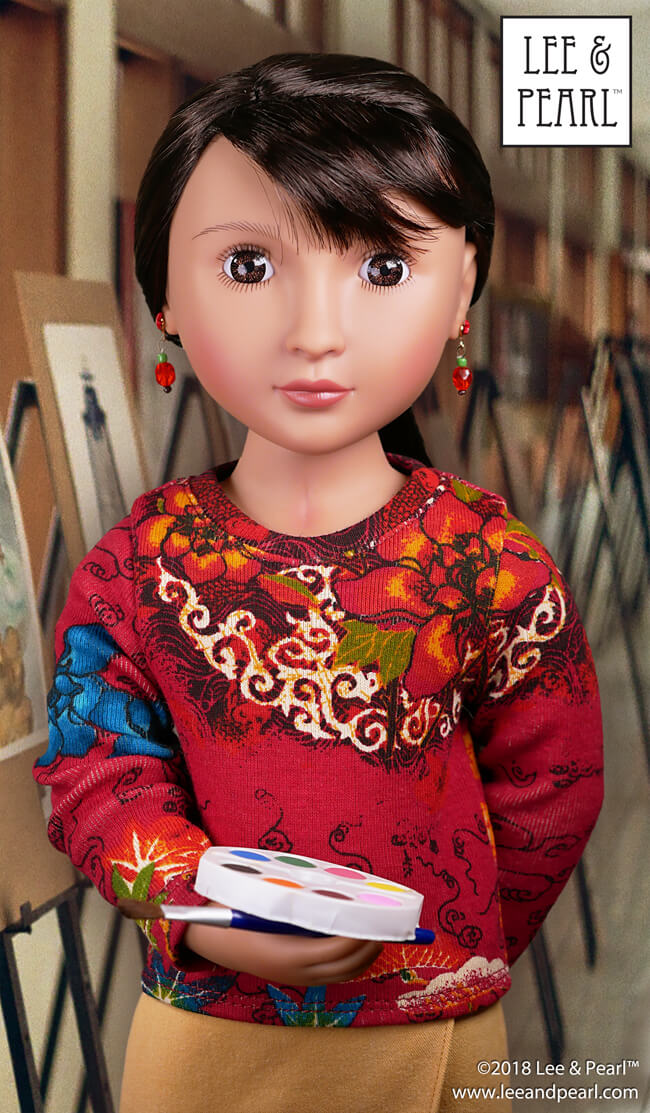 It's the perfect wardrobe basic, now lovingly redesigned for A Girl for All Time dolls and Wellie Wisher and similar dolls — as well as American Girl dolls. Introducing Lee & Pearl Pattern 1001: Unisex T-Shirts for 18 inch, 16 inch and 14 1/2 inch dolls. Make great relaxed fit t-shirts with V-neck or crew lie-flat collars and carefully drafted slender sleeves in two lengths, perfect for layering under anything you like. Find this great basics pattern in the Lee & Pearl Etsy store.