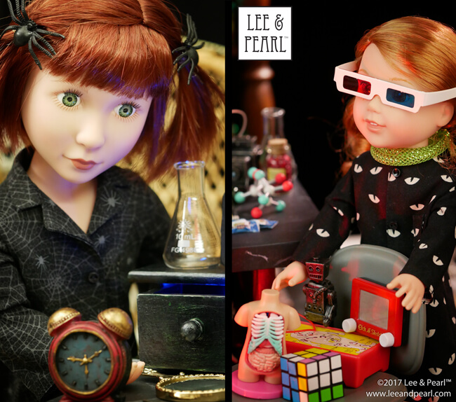 Happy Halloween from Lee & Pearl! Our Mad Scientist dolls invite you into our laboratory for a ghoulishly great time, filled with photos, information and links on costumes and accessories, and craft tutorials!