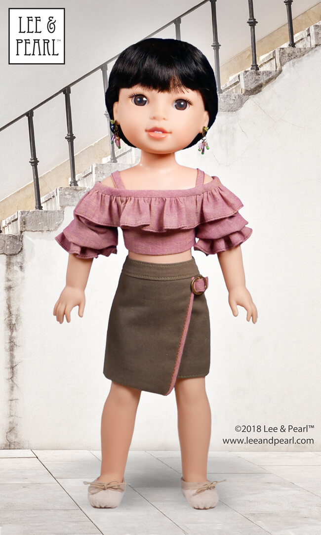 Make flattering summer tops and tropical dresses for 18 inch American Girl dolls, 16 inch A Girl for All Time dolls or 14 1/2 inch Wellie Wisher or similar play dolls using the NEW multi-sized Lee & Pearl Pattern 1035: Olá Brasil! Off-the-Shoulder Samba Top, Bahia Dress and Traditional Brazilian Baiana Headwrap. Find this unique and lovely pattern in the Lee & Pearl Etsy store!