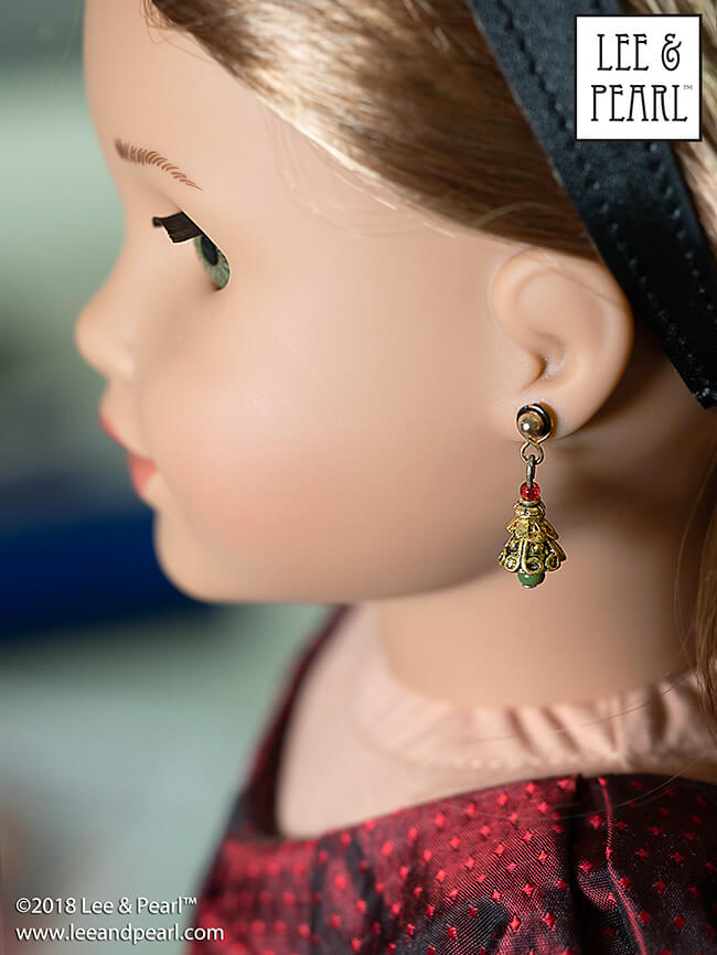 Dazzle them with doll jewelry gifts that are easy and fun to make, too! We'll help you amaze and delight the doll lovers in your life with beautiful and unique last-minute gifts — like these filagree Christmas tree earrings for 18 inch dolls, made using our newsletter tutorial and the techniques from our Jewelry Making for Vinyl Play Dolls eBook — available in our Etsy store at https://www.etsy.com/listing/601009838/lp-craft-guide-introduction-to-jewelry.