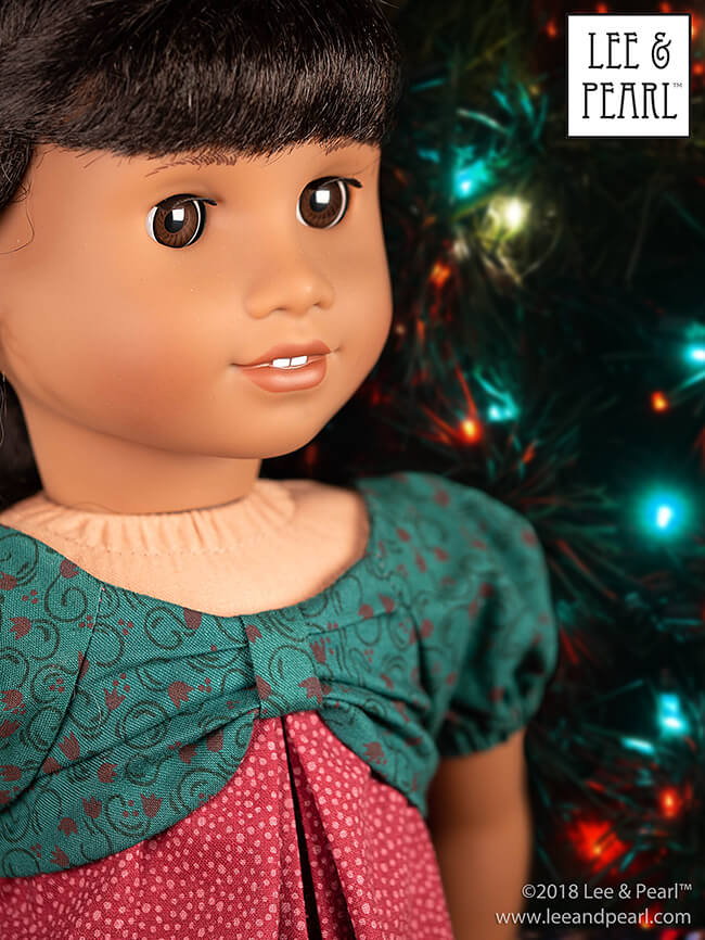 FREE PATTERN! Subscribe to the Lee & Pearl mailing list and we'll send you Pattern 1038: The Gift Bow Front Dress for 18 inch American Girl, 16 inch A Girl for All Time and 14 1/2 inch Wellie Wisher and similar dolls as our FREE gift. Make this lovely, festive dress from quarter yards or fat quarters of a wide range of fabrics -- quilting cottons to silks. This pattern won't remain FREE forever. Don't miss out, join our mailing list today at www.leeandpearl.com.
