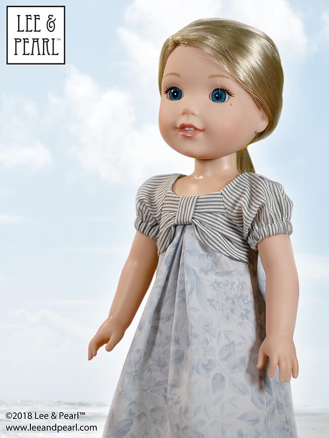 FREE PATTERN! Subscribe to the Lee & Pearl mailing list and we'll send you Pattern 1038: The Gift Bow Front Dress for 18 inch American Girl, 16 inch A Girl for All Time and 14 1/2 inch Wellie Wisher and similar dolls as our FREE gift. Make this lovely, festive dress from quarter yards or fat quarters of a wide range of fabrics -- quilting cottons to silks. This pattern won't remain FREE forever. Don't miss out, join our mailing list today at www.leeandpearl.com.