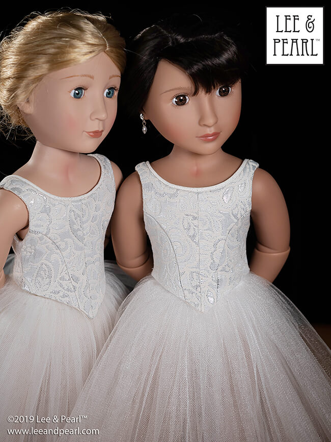 We are proud to announce the release of Lee & Pearl Ballet Performance patterns — newly redesigned for 16 inch A Girl for All Time® dolls and 14 1/2 inch WellieWishers® and similar dolls, as well as 18 inch American Girl® dolls. Buy both patterns, or get the discounted bundle for ultimate mix-and-match flexibility to make just-like-the-real-thing dance and recital tutus and costumes for all your favorite dolls.