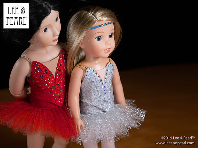 We are proud to announce the release of Lee & Pearl Ballet Performance patterns — newly redesigned for 16 inch A Girl for All Time® dolls and 14 1/2 inch WellieWishers® and similar dolls, as well as 18 inch American Girl® dolls. Buy both patterns, or get the discounted bundle for ultimate mix-and-match flexibility to make just-like-the-real-thing dance and recital tutus and costumes for all your favorite dolls.