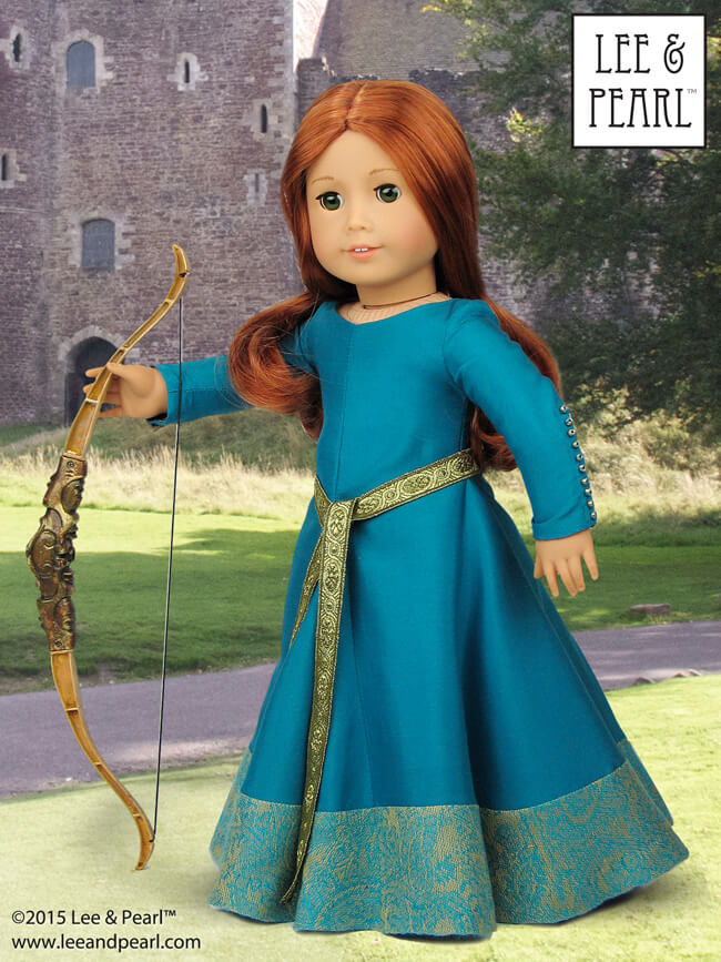 Our Scottish Princess looks perfectly placed at Scotland's Doune Castle. We made this gorgeous, historically-accurate gown using Lee & Pearl Pattern 3001: A Late Medieval Lady's Wardrobe, circa 1330-1450.