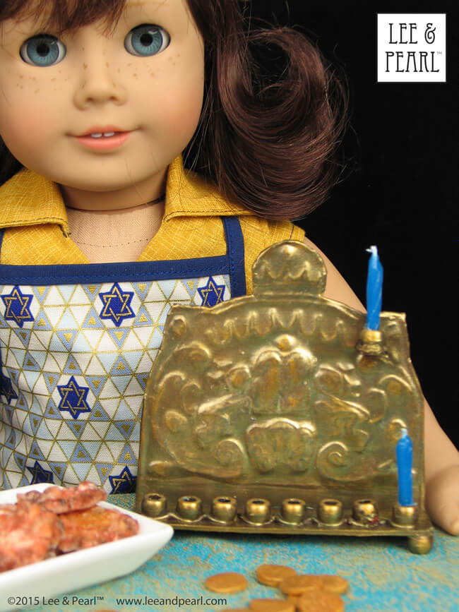 Make this beautiful pressed metal circa 1900 Chanukah Menorah (or Chanukiya) for your 18" dolls like our American Girl Lindsey using the Lee & Pearl video tutorial and FREE printable template, available at www.leeandpearl.com
