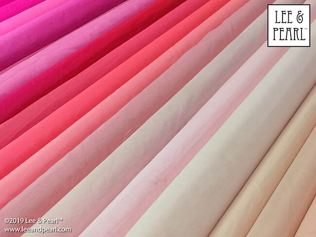With a glorious palette of OVER ONE HUNDRED AND TEN colors spread out on the worktable in front of us, we like to think that each of our carefully chosen, five-color Lee & Pearl MYSTERY PACK silk organza kits is a unique work of art, with a unique story to tell.  Wouldn't you like to be the one imagining that story for your own kit? Now you can! CLICK THROUGH to see how!