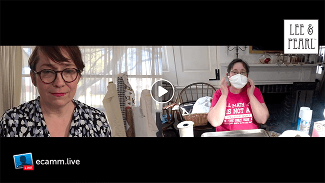 JOIN US for LUNCH WITH LEE & PEARL, a twenty minute livestream chat on the Lee & Pearl Facebook page, every day at 2pm Eastern / 1pm Central / 12pm Mountain / and 11am Pacific. We'll answer your questions and talk about everything from sewing patterns and crafts to COVID-19 epidemiology and stay-at-home survival strategies. Let's face it, we could all use a little more connection right now — please join us!